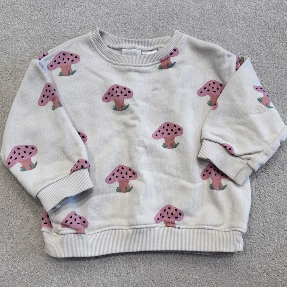 Zara girls sweatshirt with mushrooms